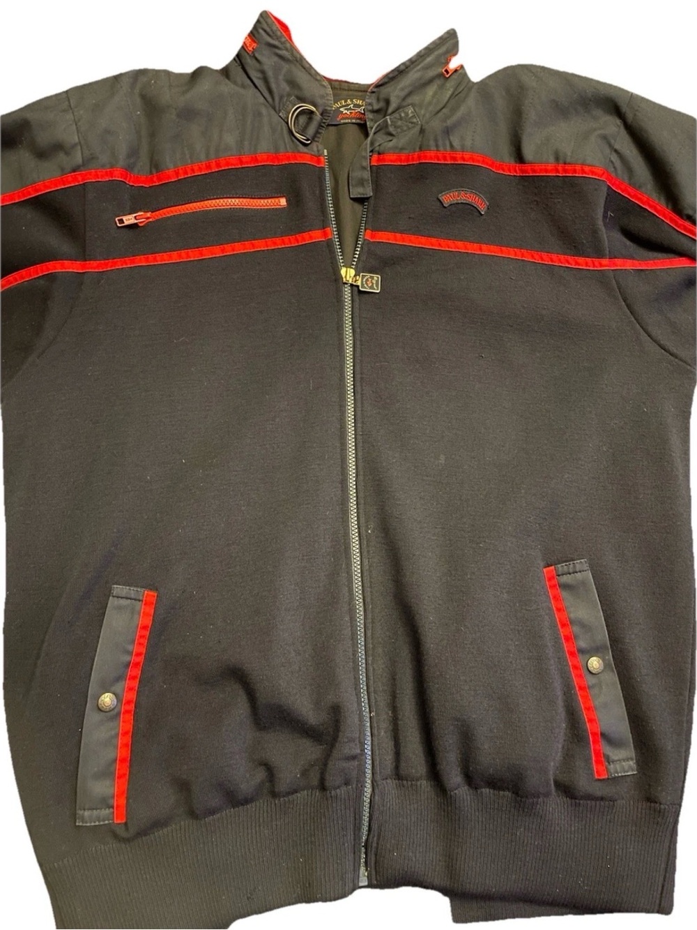 Vintage Paul & Shark Yachting Harrods Italy Black Red Full Zip Pre-Owned